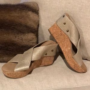 Merona NBW Cork Gold Strappy Wedge